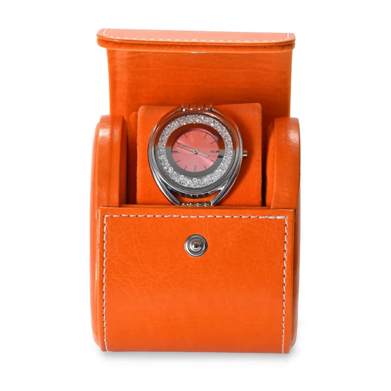 Orange Exclusive Leather Watch Case - 1 Slot - Leather Purse Backpack