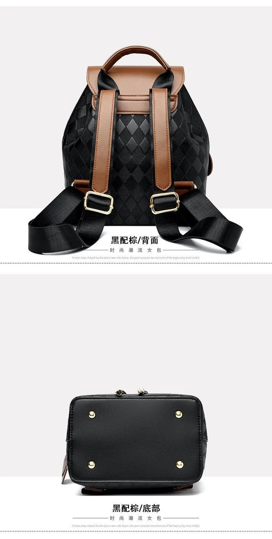 Women’s PU Leather Backpack, Large Capacity Casual Travel Bag
