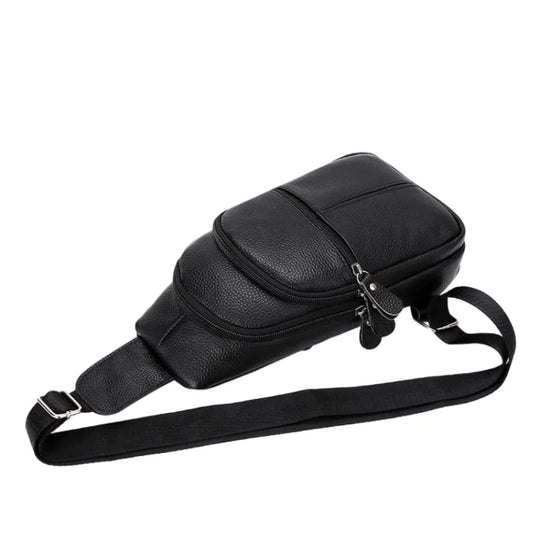 Men’s Genuine Leather Chest Pack, Large Capacity Crossbody Bag