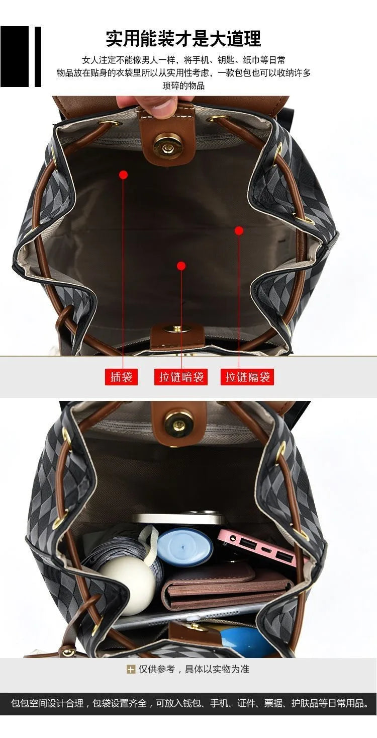Women’s PU Leather Backpack, Large Capacity Casual Travel Bag