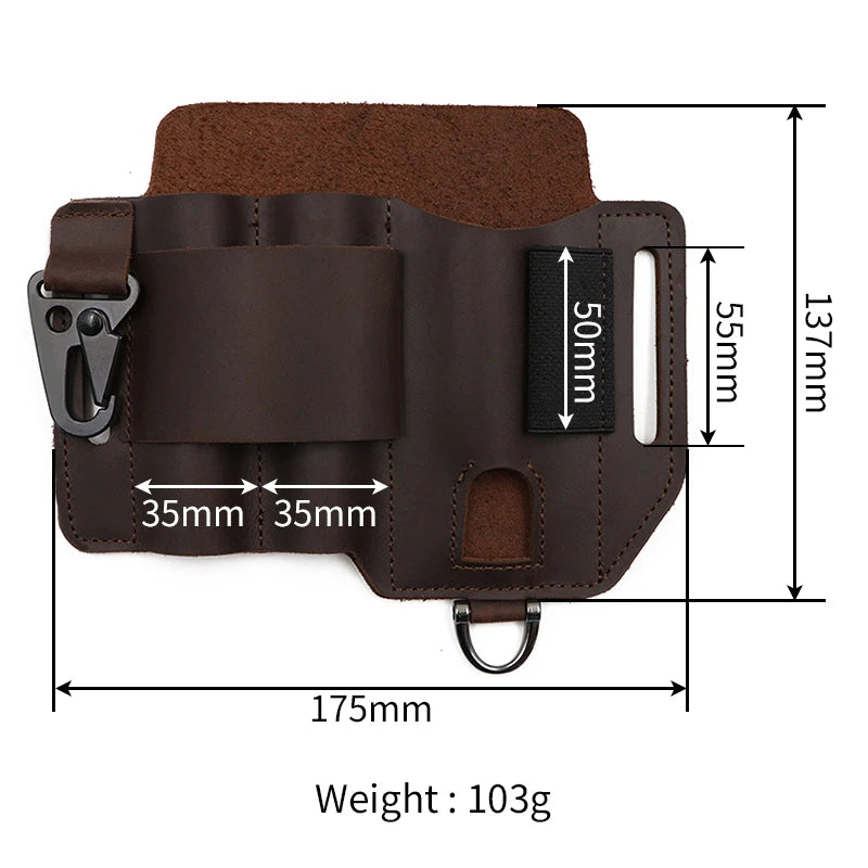 Genuine Leather Tactical Waist Pack, EDC Outdoor Tool Pouch