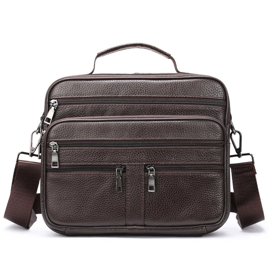 Men’s Genuine Cowhide Leather Shoulder Bag, Business Messenger