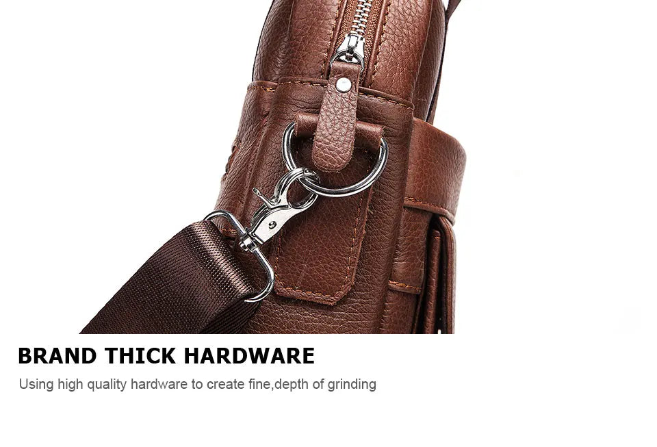 Men’s Genuine Leather Crossbody Bag, Business Travel Messenger