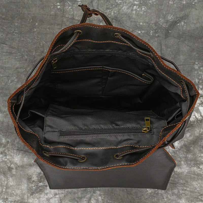 Men’s Genuine Leather Backpack, 17" Laptop Large Travel Bag