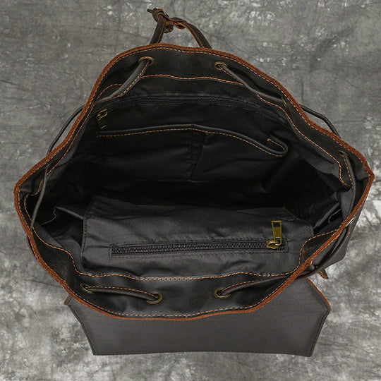 Men’s Genuine Leather Backpack, 17" Laptop Large Travel Bag