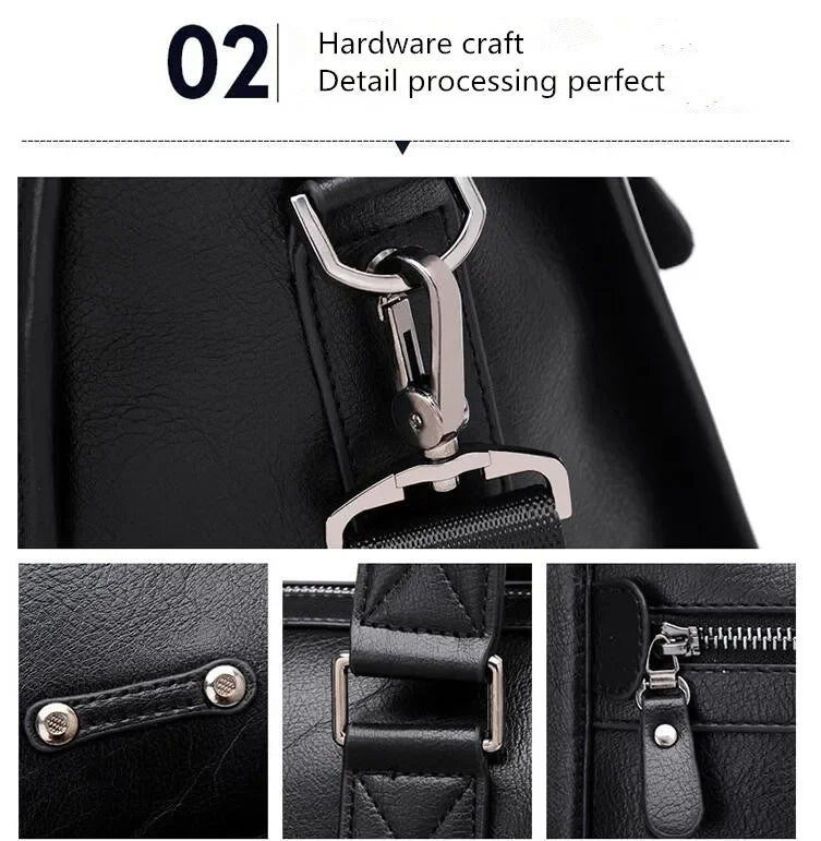 Luxury Leather Men's Briefcase, Business Laptop Bag 14–15.6" Messenger