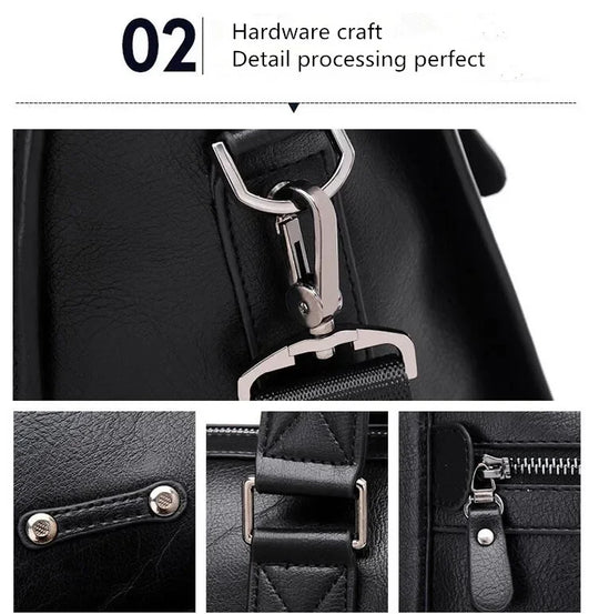 Luxury Leather Men's Briefcase, Business Laptop Bag 14–15.6" Messenger