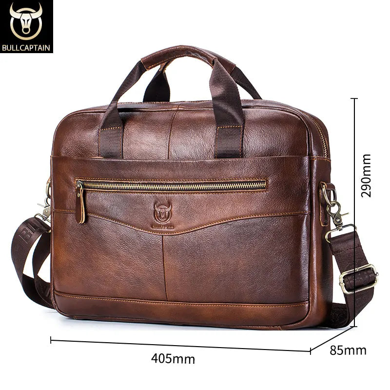 Men’s Genuine Leather Briefcase, 14" Laptop Business Messenger Bag