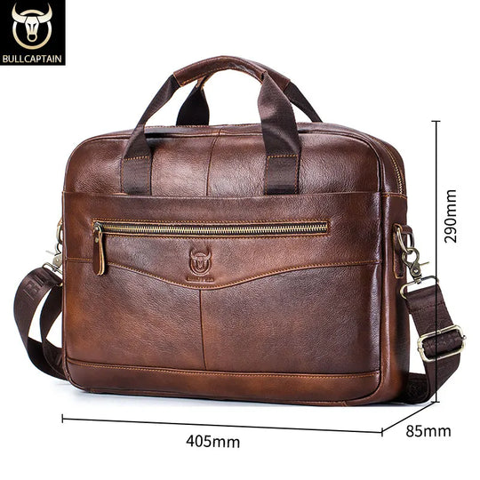 Men’s Genuine Leather Briefcase, 14" Laptop Business Messenger Bag