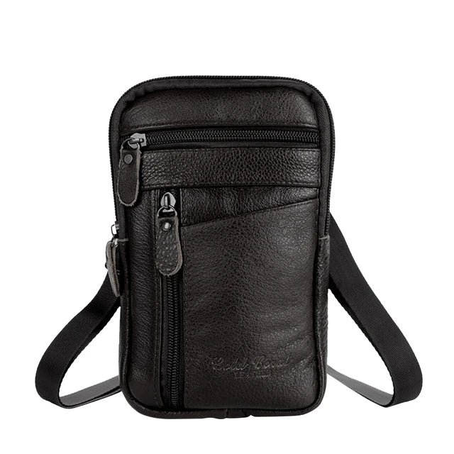 Men’s Genuine Leather Waist Bag, Crossbody Fanny Pack