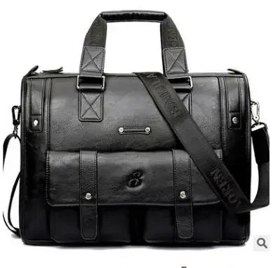 Luxury Leather Men's Briefcase, Business Laptop Bag 14–15.6" Messenger