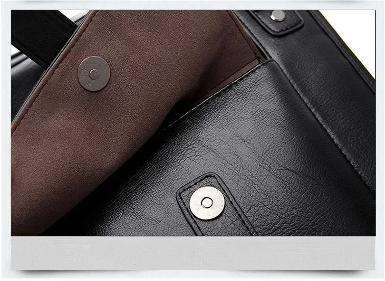 Luxury Leather Men's Briefcase, Business Laptop Bag 14–15.6" Messenger