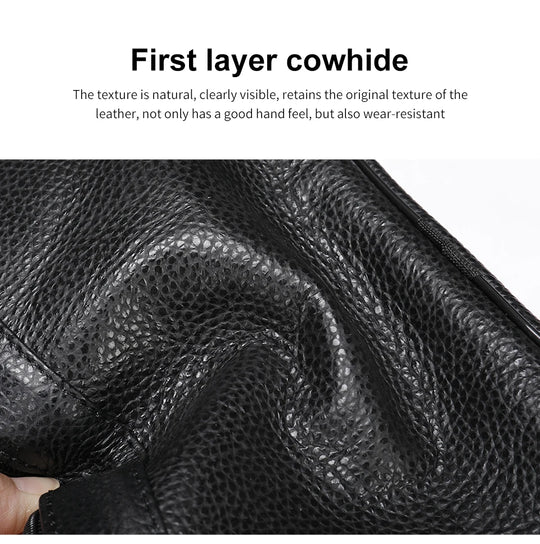 Men’s Genuine Cowhide Leather Shoulder Bag, Business Messenger