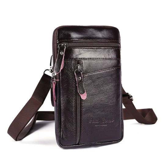 Men’s Genuine Leather Waist Bag, Crossbody Fanny Pack