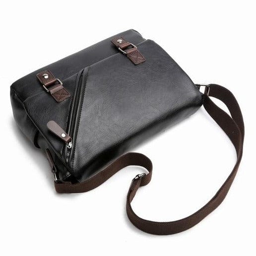 Modern design black vegan leather crossbody bag