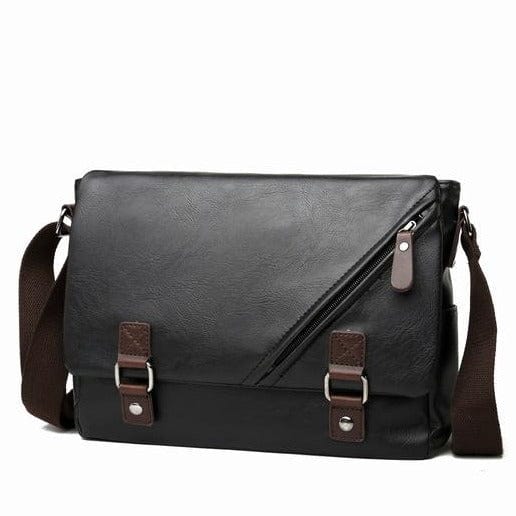 Versatile black vegan leather crossbody purse