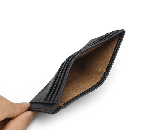 Handcrafted Elegant Black Leather Card Holder - Leather Purse Backpack