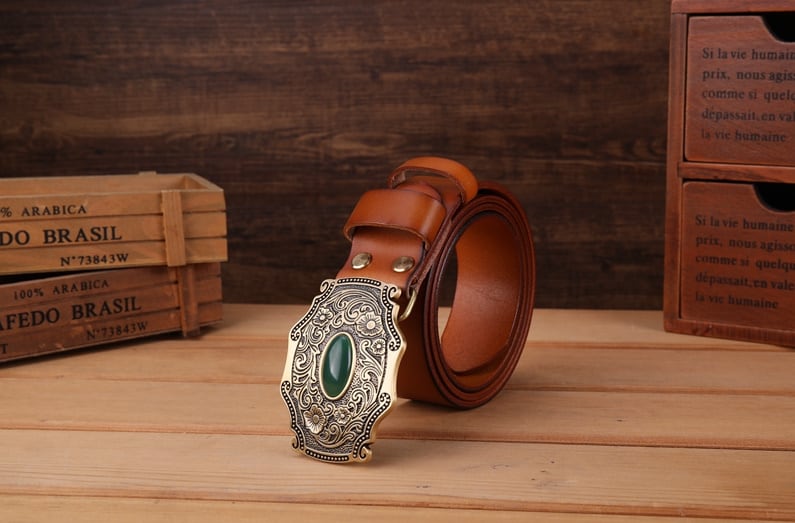 Affordable Cognac Western Leather Belt For Men