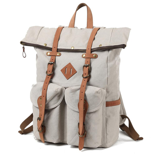 Stylish Canvas Laptop Backpack – Durable, Spacious Bag for Daily Use - Leather Purse Backpack