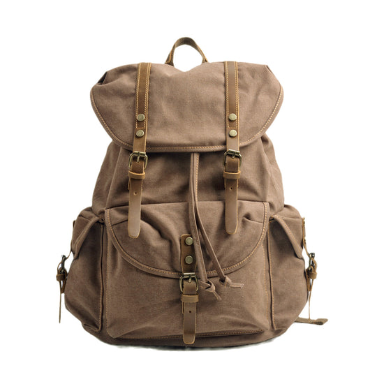 Rugged Military Canvas Backpack with Multiple Pockets