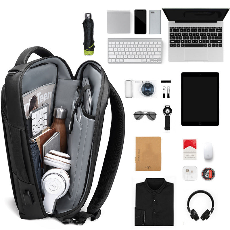 backpack business laptop Men's Business Laptop Black Modern Backpack