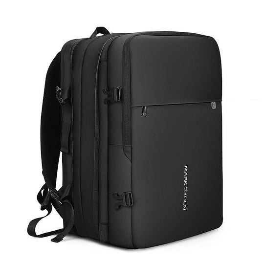 Expandable laptop backpack with USB port in black