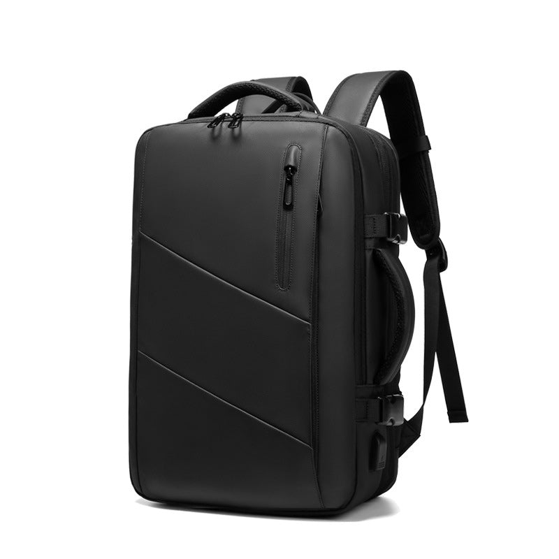 Mid-sized travel backpack with adjustable capacity