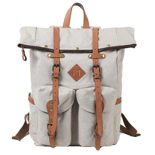 Stylish Canvas Laptop Backpack – Durable, Spacious Bag for Daily Use - Leather Purse Backpack