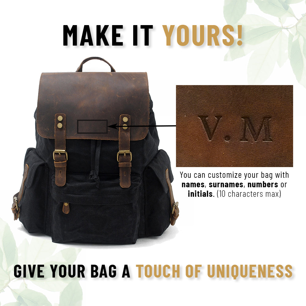 Waxed Canvas Backpack – Durable, Water-Resistant Bag with Classic Style - Leather Purse Backpack