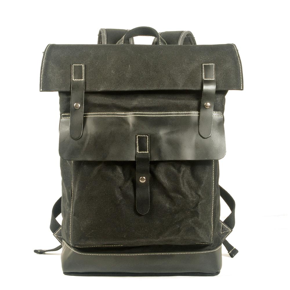 Stylish Waxed Cotton Backpack for Urban and Outdoor Use - Leather Purse Backpack