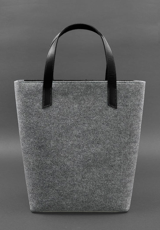felt & leather tote bag