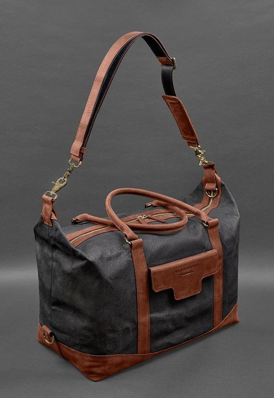 Handmade Travel Bag In Canvas and Natural Leather