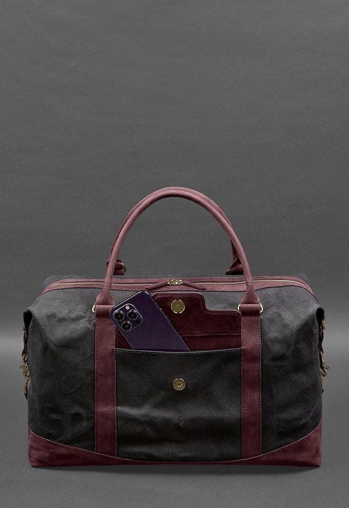 Genuine Travel Bag In Canvas and Natural Leather