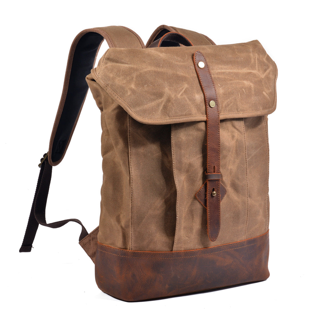 Classic Wax Canvas Backpack for Urban and Outdoor Use - Leather Purse Backpack