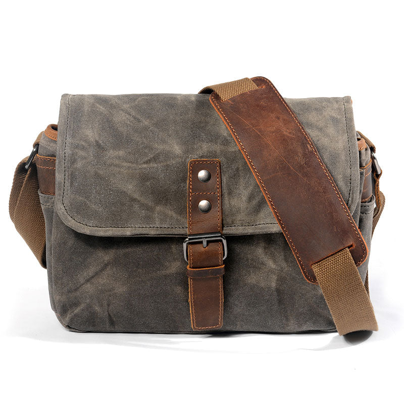 Waxed canvas messenger bag for camera gear