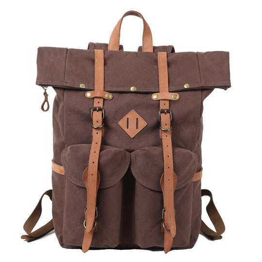 Stylish Canvas Laptop Backpack – Durable, Spacious Bag for Daily Use - Leather Purse Backpack