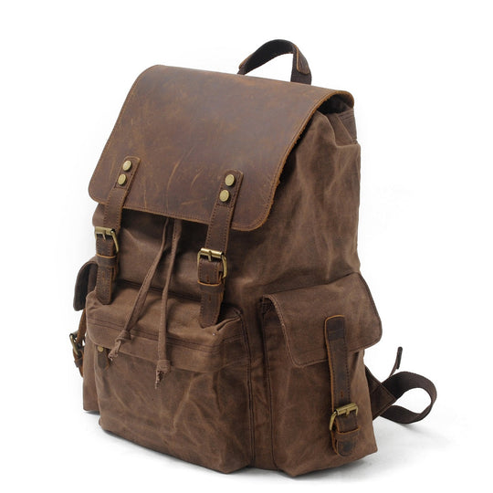 Waxed Canvas Backpack – Durable, Water-Resistant Bag with Classic Style - Leather Purse Backpack