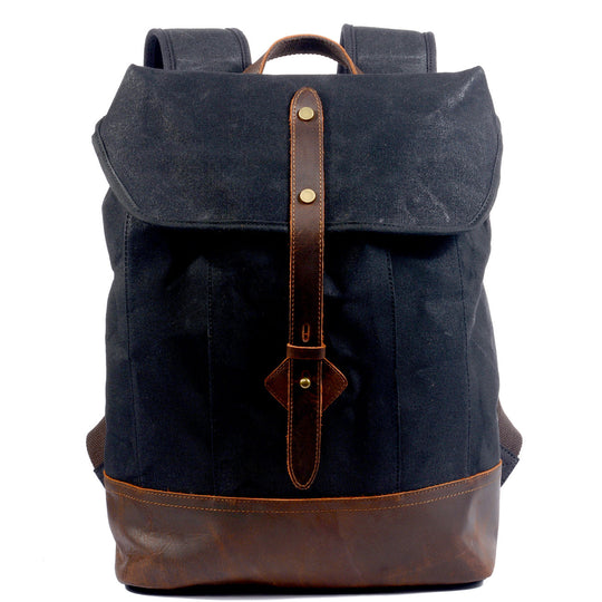 Classic Wax Canvas Backpack for Urban and Outdoor Use - Leather Purse Backpack