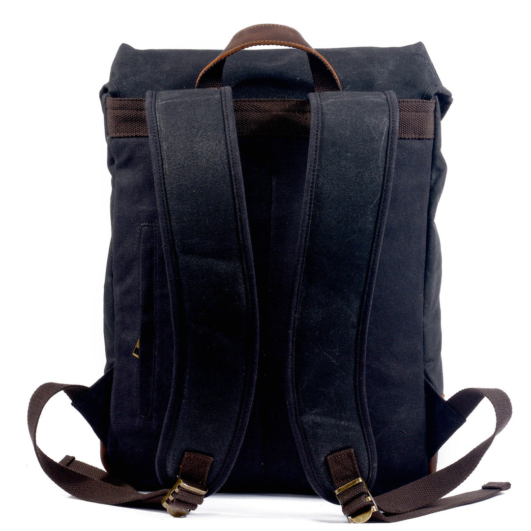 Classic Wax Canvas Backpack for Urban and Outdoor Use - Leather Purse Backpack