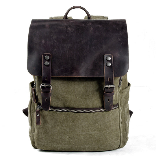 Cotton Canvas Backpack with Adjustable Straps and Multiple Pocket