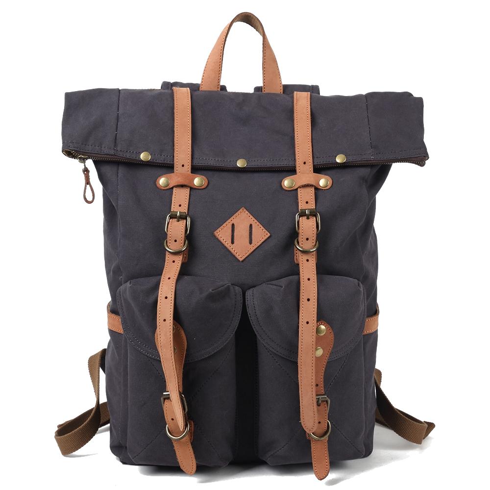 Stylish Canvas Laptop Backpack – Durable, Spacious Bag for Daily Use - Leather Purse Backpack