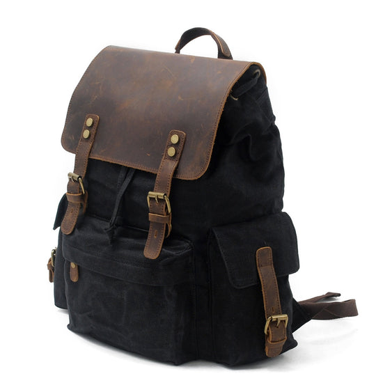 Waxed Canvas Backpack – Durable, Water-Resistant Bag with Classic Style - Leather Purse Backpack