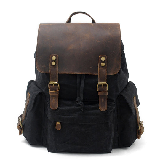 Waxed Canvas Backpack – Durable, Water-Resistant Bag with Classic Style - Leather Purse Backpack