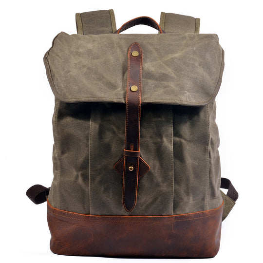 Classic Wax Canvas Backpack for Urban and Outdoor Use - Leather Purse Backpack