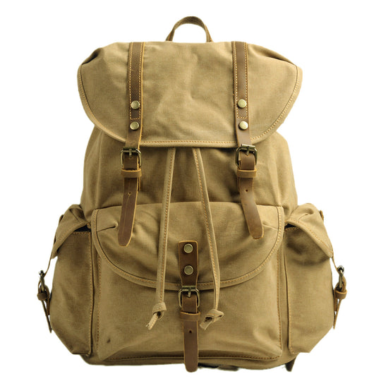 Rugged Military Canvas Backpack with Multiple Pockets