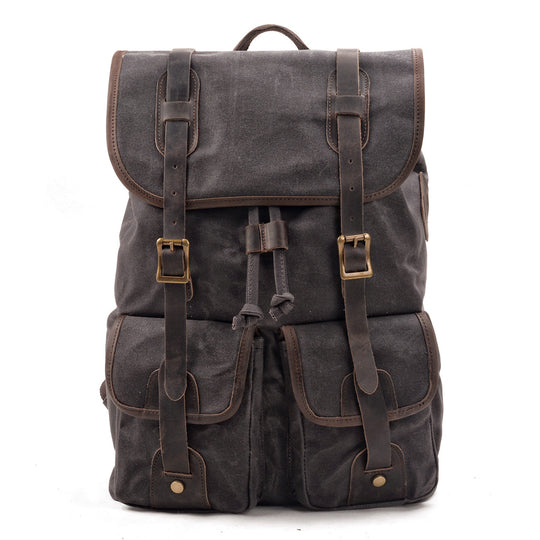 Canvas Travel Backpack with Laptop Sleeve and Multiple Pockets