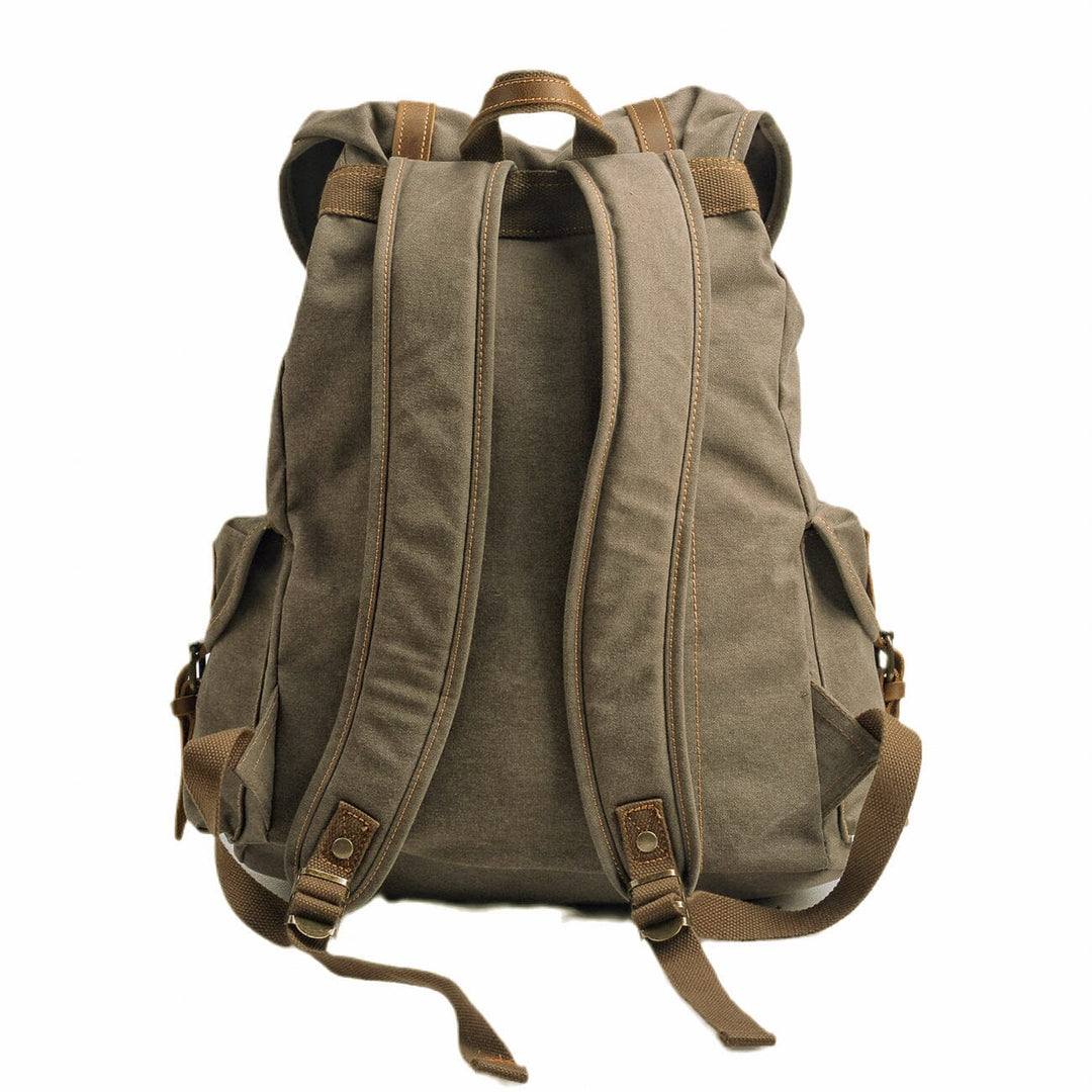 Rugged Military Canvas Backpack with Multiple Pockets