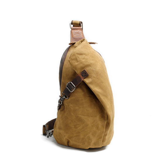 Men's sling backpack in vintage waxed canvas
