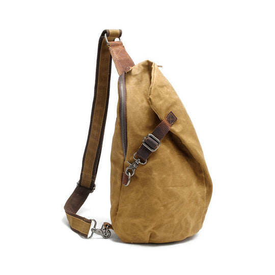 Classic men's sling bag in vintage waxed canvas