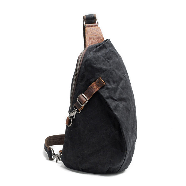 Heritage style waxed canvas sling bag for men
